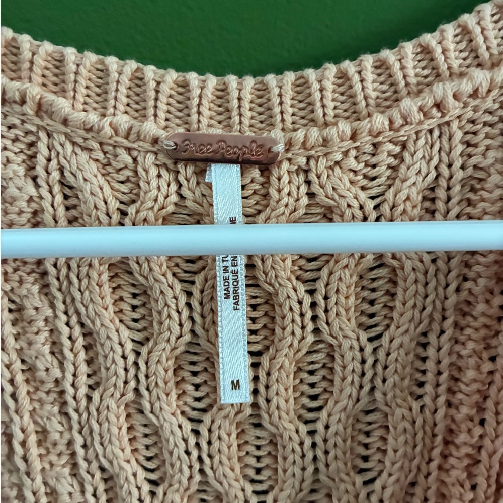 Free People High Tide Orange Apricot Cable Knit Tank Top Relaxed Medium - Picture 8 of 8